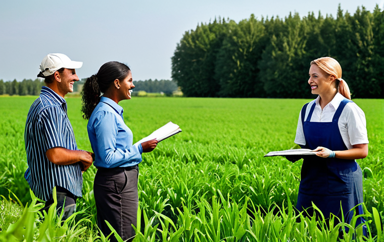 **

"A smiling female agricultural consultant, fully clothed in modest, professional attire, advising a group of farmers in a lush green organic field. They are discussing soil management techniques. Safe for work, appropriate content, family-friendly, perfect anatomy, correct proportions, natural pose, professional photography, high quality."

**