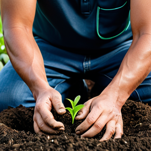 유기농업 연봉 상승 전략 - ** A farmer in appropriate attire inspecting earthworm compost (kecho saar) with healthy soil and lu...