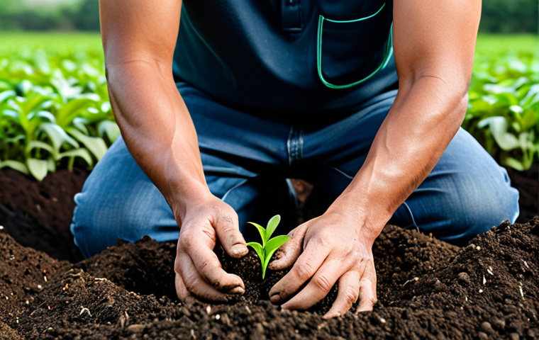 유기농업 연봉 상승 전략 - ** A farmer in appropriate attire inspecting earthworm compost (kecho saar) with healthy soil and lu...