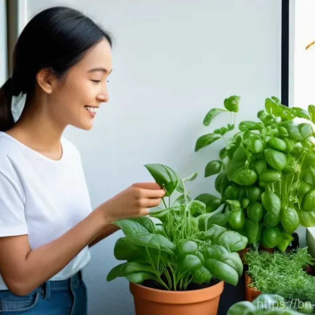 유기농업 실무 경험을 쌓는 법 - **Urban Balcony Oasis: A Young Woman Tending Her Organic Garden**
    A vibrant, sunlit balcony gard...