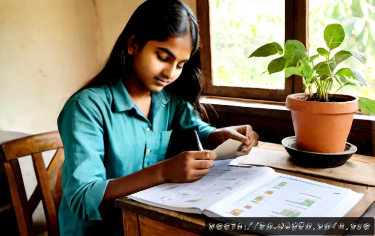유기농업 자격시험 준비 - Photorealistic Bengali agricultural student preparing for an organic farming certification exam at a...